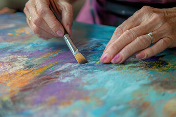 Obraz premium Close-up of hands painting or creating art as a form of self-expression