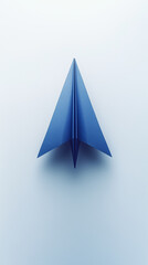 Photo of a paper airplane on a light background, top view. Minimalist style.