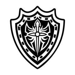 A glyph icon of silver shield