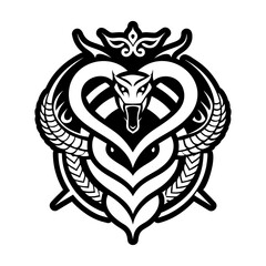 A glyph style icon of snake tattoo