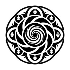 A solid style icon of spiral symbol tattoo