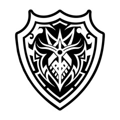 A glyph style icon of warrior shield
