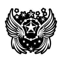 A filled style icon of wings symbol