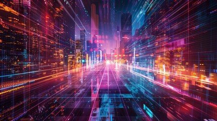 Fototapeta premium Neon Cityscape Wallpaper