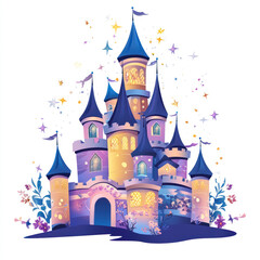 Obraz premium Whimsical Fairy-Tale Castle Illustration