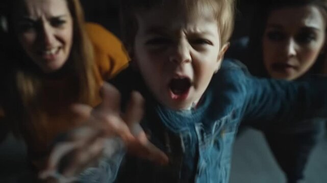 Scene of boy screaming, seamless looping motion for background video animation.