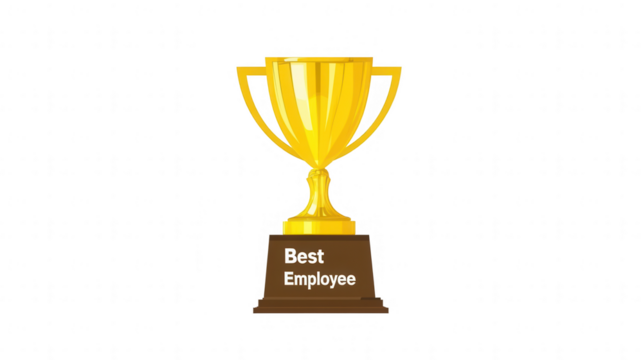 Flat vector of a sleek golden trophy with bold "Best Employee" text for Employee Appreciation Day, isolated on white, PNG file, transparent background. - Powered by Adobe