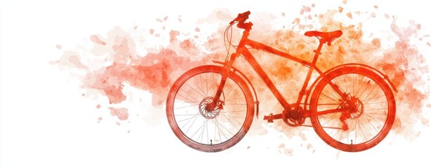 Fototapeta premium A vibrant red bicycle surrounded by a splash of color, symbolizing movement and adventure in a creative, artistic style.