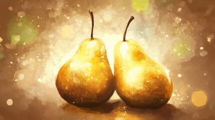 Golden Pears Still Life: A Luxurious Fruit Painting