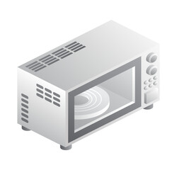 Isometric Microwave Oven Isolated on White Background. Icon.