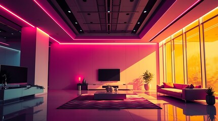 Modern Living Room with Cozy Decor and Bright Accents