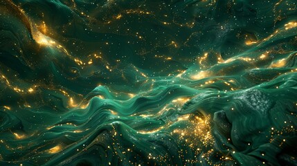 Fototapeta premium Abstract Teal and Gold Liquid Wallpaper