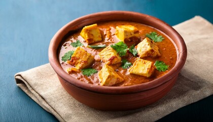 Indian traditional cuisine paneer handi in clay pot