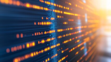 Abstract Digital Data Stream Flow Orange Blue