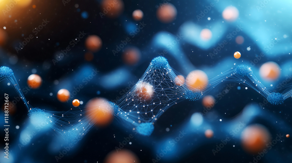 Aufkleber dynamic molecular structure visualization scientific research digital art abstract environment macro