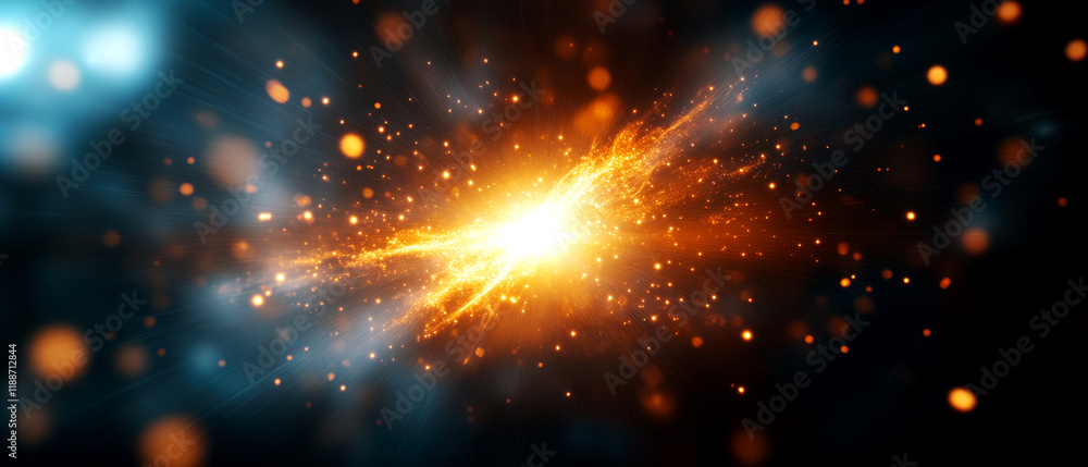 Poster explosive cosmic energy burst interstellar space digital art visualization dark universe abstract pe