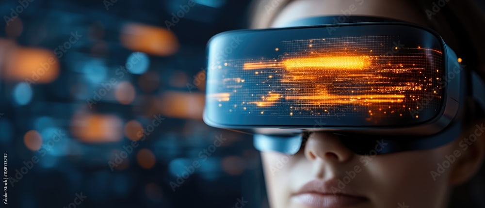 Poster exploring virtual reality technology future innovations in digital experiences urban environment hig
