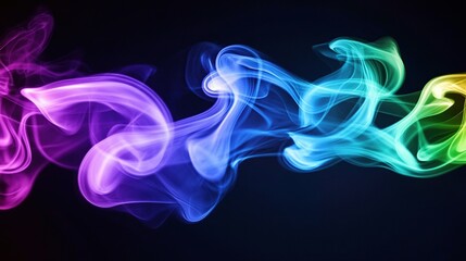 Fototapeta premium Abstract colorful smoke swirls on black background. (10)