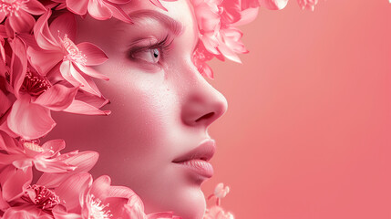 Fototapeta premium Sexy winking luxurious eye with perfectly shaped eyebrows and full lashes. Idea for business visit card, typography Perfect salon look.
