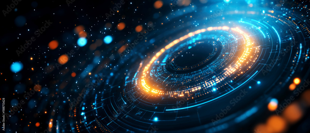 Poster dynamic digital energy visualization abstract space 3d animation futuristic environment close-up vie