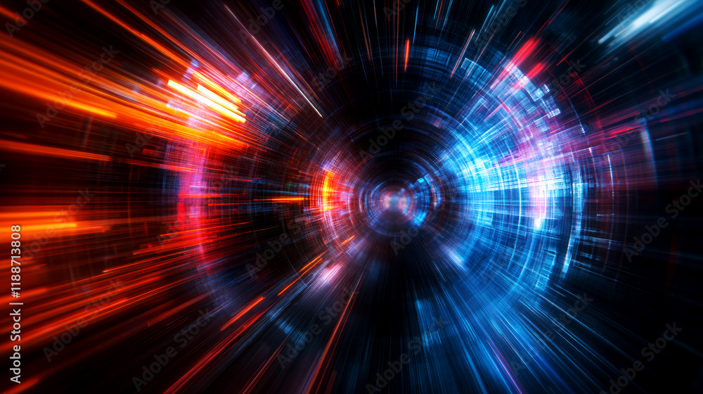 Poster dynamic light trails representing motion and energy abstract digital art futuristic environment high