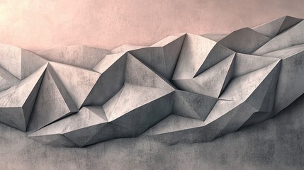 Fototapeta premium **A refined depiction of folded geometrical patterns forming an abstract mountain-like surface