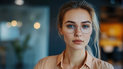 Obraz premium Professional Portrait of a Woman in a Casual Business Setting