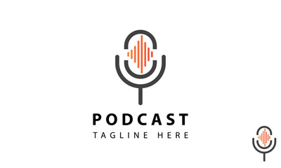 Podcast Logo Design Template. Podcast. Webcast Audio Record Concept Logo. Podcast Radio Sign. Audio Record Concept. 
