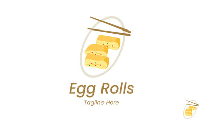 Egg Rolls Logo Design Template.