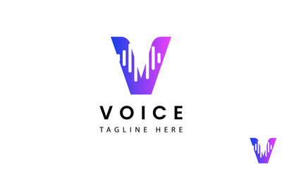 initial V Letter Logo Design Template With Voice Wave. Music Wave Logo Design.