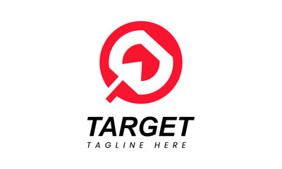 Target logo Design Template. Red Aim, Arrow, Idea Concept, Perfect Hit, Winner, Target Goal Icon. Success Abstract Pin Logo.	