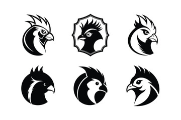 red crested bird logo type vector silhouette illustration