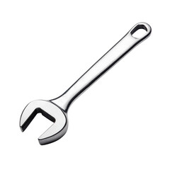 Sleek chrome adjustable wrench on a black background