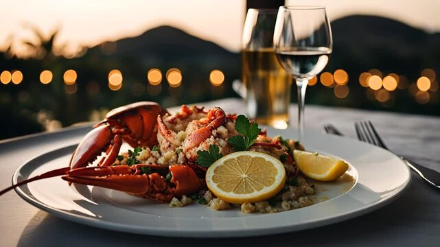 Lobster dish on the beach.