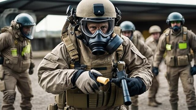 Soldier defusing a bomb.