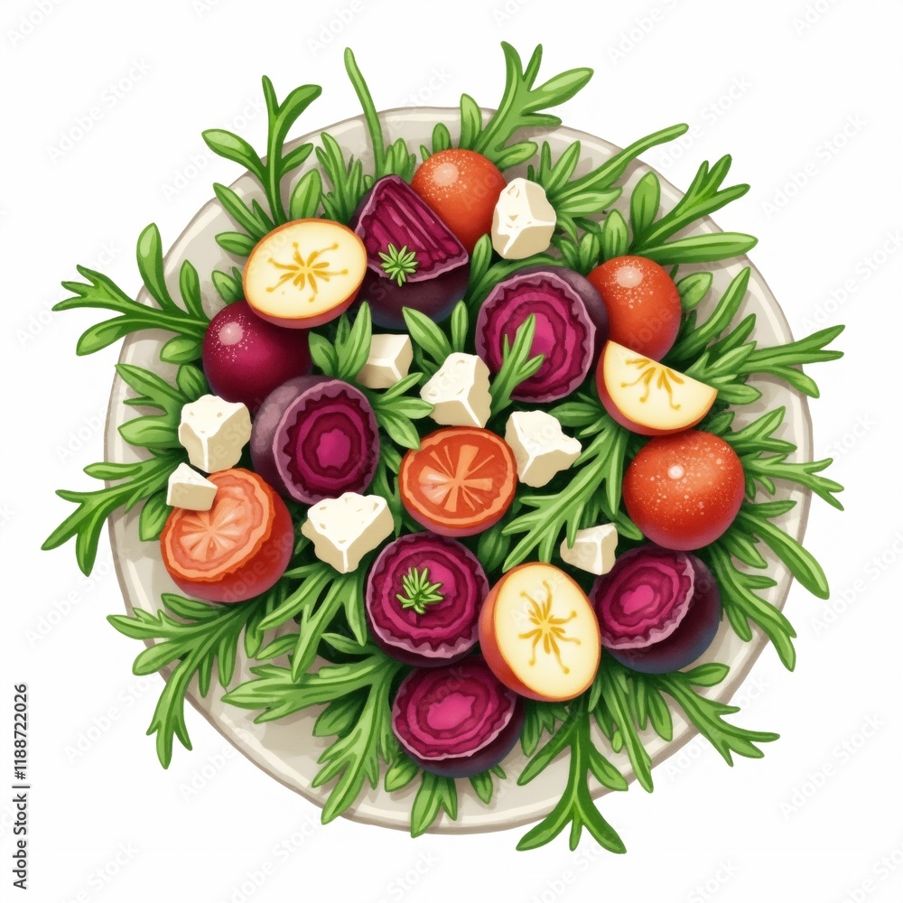 Poster the image is a circular arrangement of fresh vegetables and herbs. the vegetables are arranged in a 