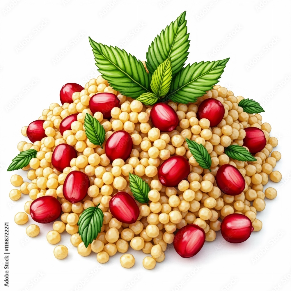 Poster the image is a digital illustration of a pile of small, round, yellow-colored seeds. the seeds are s