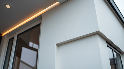 Modern Home Exterior: Clean Lines and Minimalist Design.  A Showcase of Contemporary Architecture and Luxurious Details.  High-end Real Estate Photography.