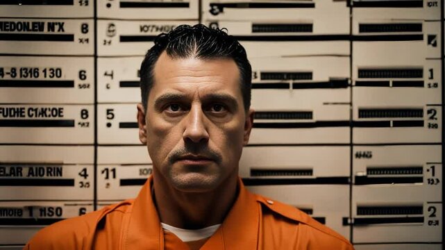 Photo of a prisoner at the police station.