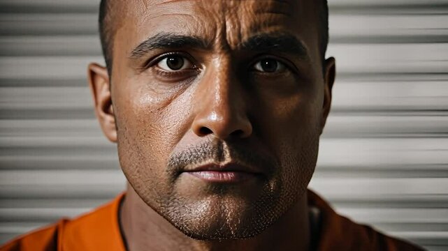 Photo of a prisoner at the police station.