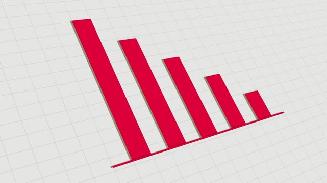 Graph down icon animation, animated infographic illustration about the decline in people's purchasing power, analysis of company losses, and trend reduction.