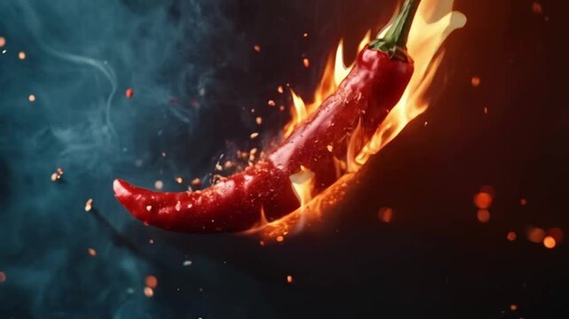 Red hot chili pepper burn scene, seamless looping motion for background video animation.