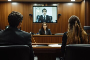 Online court hearing with lawyers discussing case details during virtual session