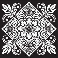 Silhouette Batik Floral Pattern Vector Art 1