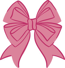 Pink bow. Illustration of cute vintage flat design with satin band. Perfect for gifts holidays birthdays and graphic collection.
