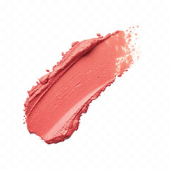 abstract 3d Smeared coral lipstick swatch isolated on white background