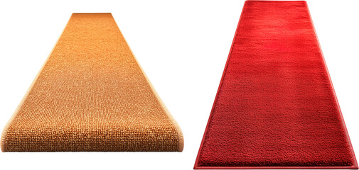 red carpet and yellow carpet isolated on white background Direct view, cinema Launch event, exhibition, red carpet gala png