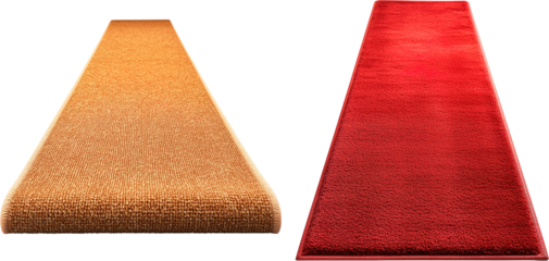 red carpet and yellow carpet isolated on white background Direct view, cinema Launch event, exhibition, red carpet gala png