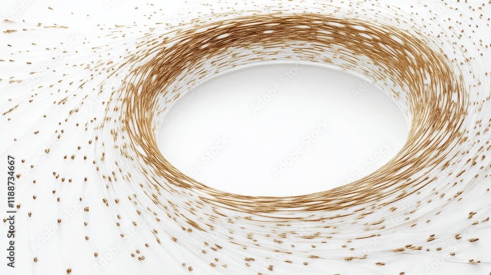 Aufkleber abstract golden vortex: a whirlwind of lines and dots in a circular pattern.