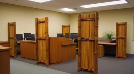 Modern Bamboo Dividers in an Office Space